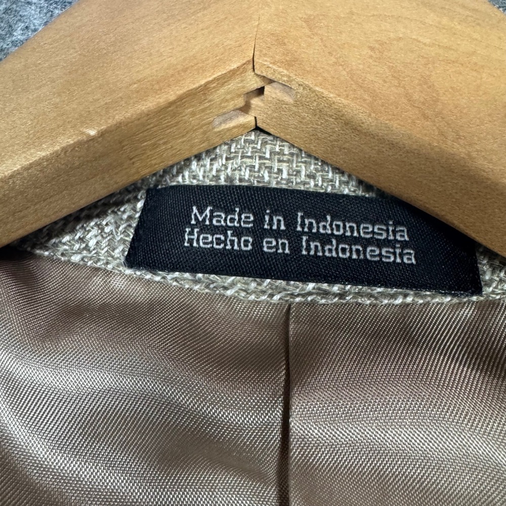 Stafford 100% Silk Blazer Jacket Mens 42S Herringbone Beige Tan Sport Coat - Picture 8 of 14